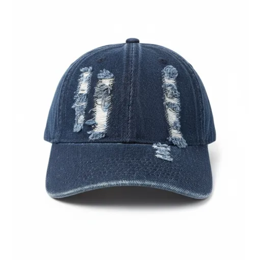 Navy Blue Ripped Denim Cap – Trendy Streetwear Style in Bangladesh
